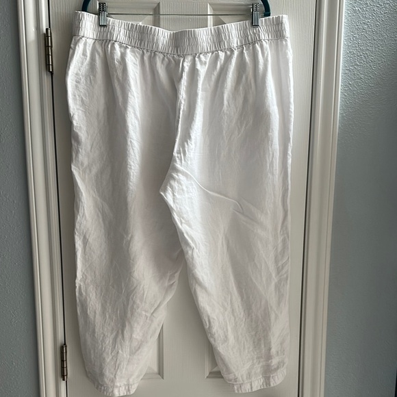 Eileen Fisher 100% Organic Linen Elastic Waist Pull On White Pants Women’s XL - Picture 3 of 16